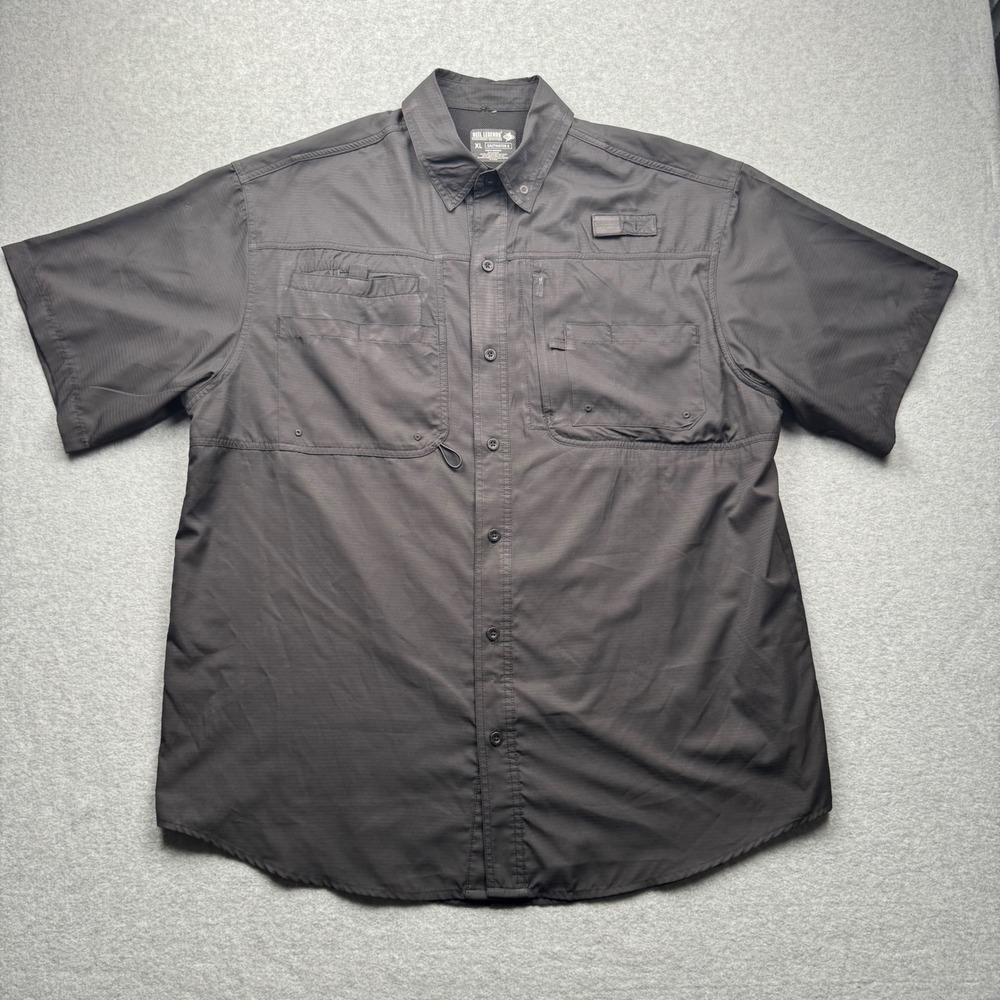 Reel Legends Saltwater II Mens XL Black Fishing Shirt Short Sleeve Ripstop